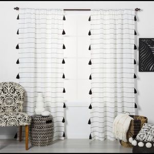 COPY - Opalhouse Contrast Stripe Curtain with Tassels - Light Filtering